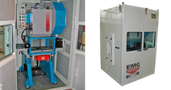 Soundproof enclosures for industrial presses